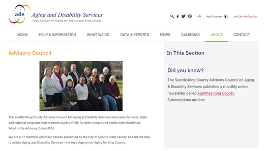 New Aging King County website