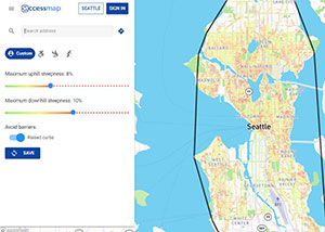 screen shot of the AccessMap.io interactive map