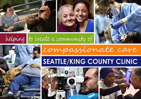 photo collage from previous years Seattle King County Clinic - helping to create a community of compassionate care