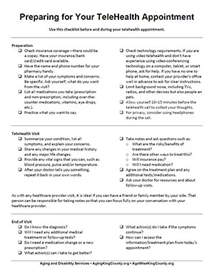 Printable Checklist - Preparing for Your Tele Health Appointment