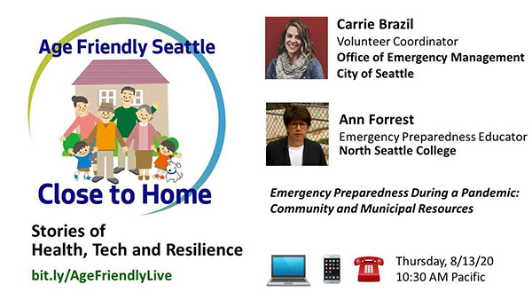 Age Friendly Seattle Close to Home program featuring emergency preparedness