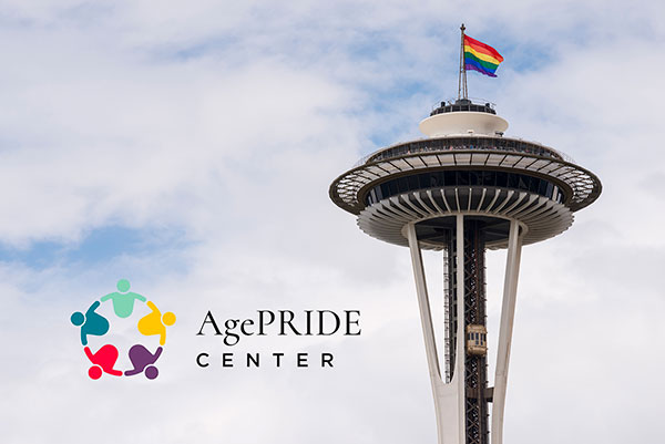 Space Needle with LGBTQ flag