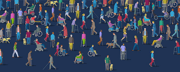 illustration showing lots of people with disabilities