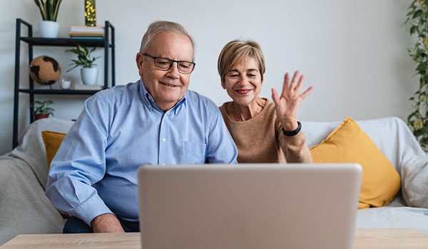 senior couple doing online learning