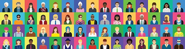 colorful graphic of people