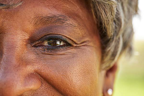 close up of senior woman's eye