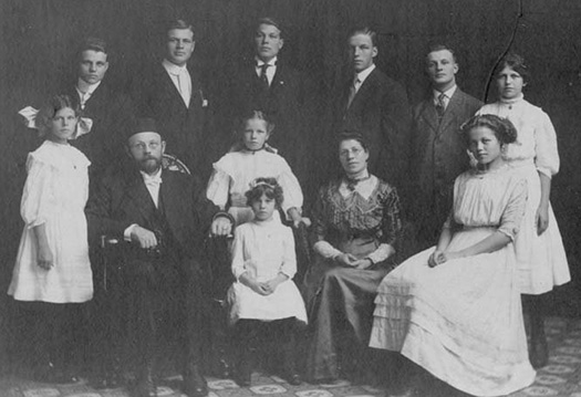 Keri Pollock’s Grandma Hulda is the little girl who is standing in the middle of this 1917 family photo