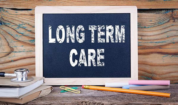 long term care written on a chalk board