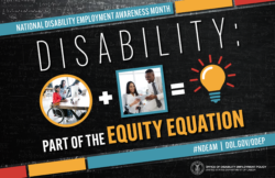 A decorative image with text "Disability: Part of the Equity Equation"