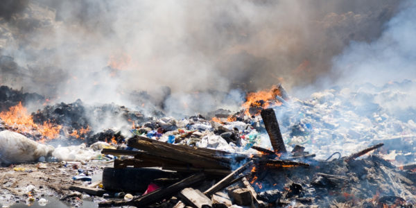 Dump heap burning with a lot of smoke