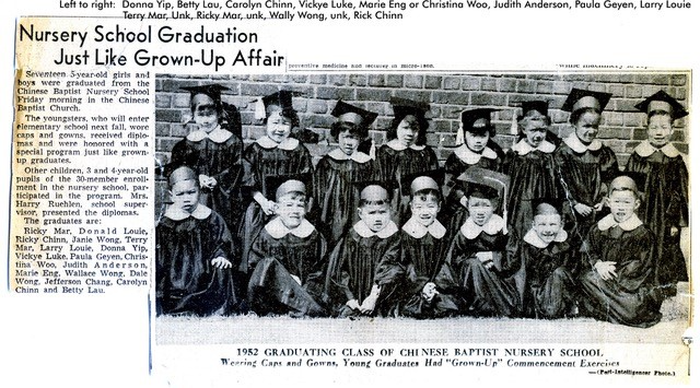 Betty at Chinese Baptist Church Nursery School Graduation, 1952