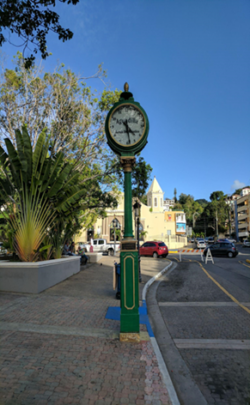 A Joseph Mayer Street clock in Aquadilla, Puerto Rico