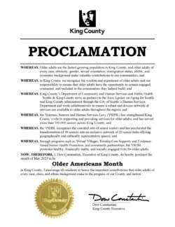 Text of the Older Americans Month proclamation for King County