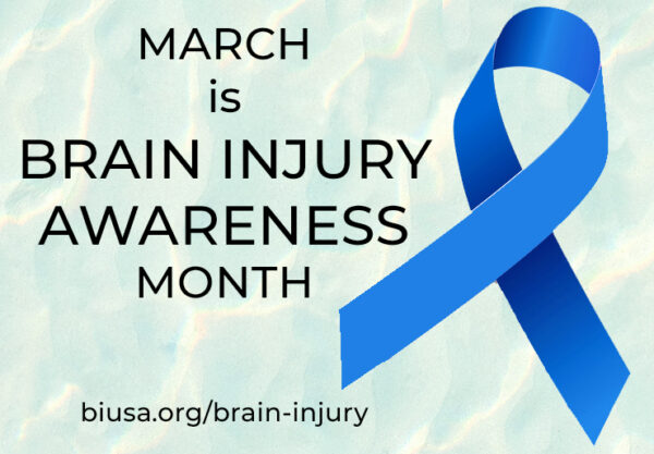 blue ribbon for Brain Injury Awareness Month