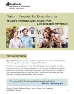 a screenshot of the King County Guide to Property tax exemptions for seniors, persons with disabilities, and disabled veterans.