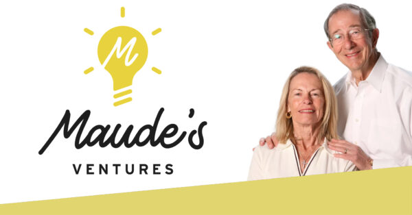 Maude's Ventures logo alongside an older white man and woman.