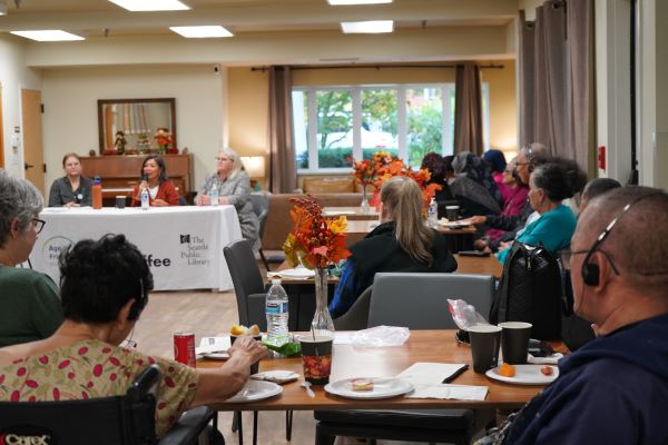 A photo of the panel at Civic Coffee: Grief and Loss